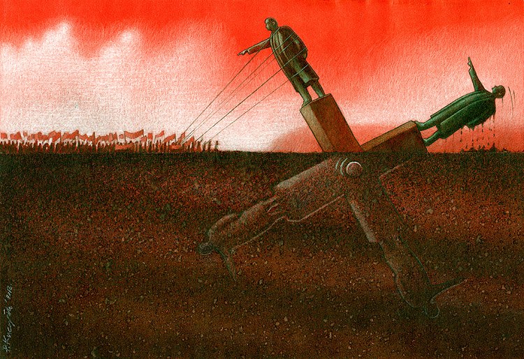 карикатура памятник снесли повалили ленин революция